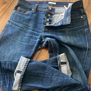 The Unbranded Brand UB401 Tight Fit 14.5 Indigo Selvedge Denim button fly sz 33